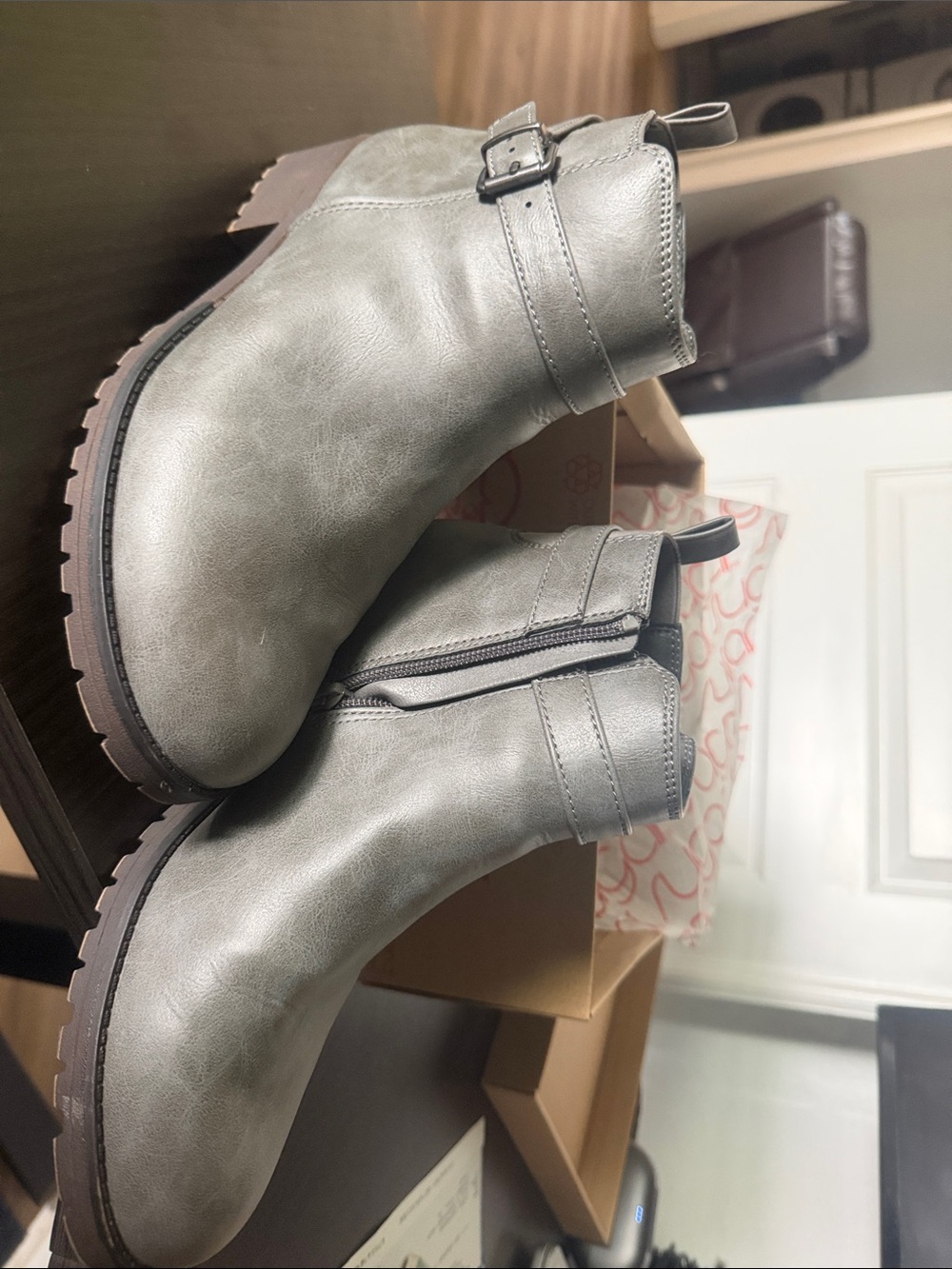 Sugar Men's Gray Chukka Ankle Boots with Buckle Detail